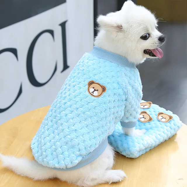 Bear Embroidery Pet Dog Vest Winter Warm Dog Clothes for Small Dogs Plush Puppy Cat Coat Yorkies Chihuahua Shih Tzu Pug Outfits 3