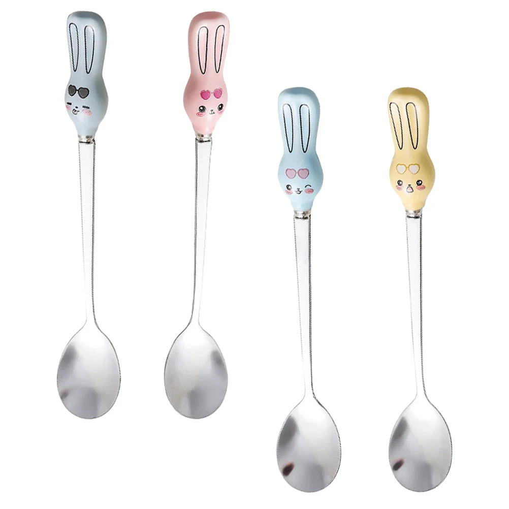 

Spoon Spoons Coffee Dessert Ice Cream Stirring Stainless Steel Soup Cartoon Tea Espresso Teaspoon Cocktail Easter Scoop