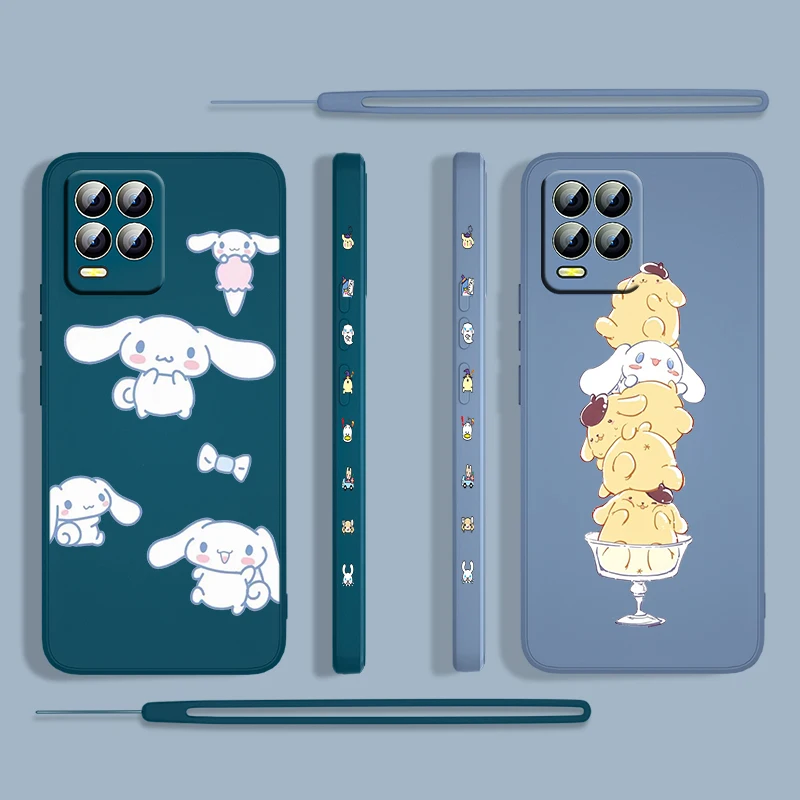 

Anime Cinnamoroll Sanrio For OPPO Realme 50i 50A 9i 8 Pro Find X3 Lite GT Master A9 2020 Liquid Left Rope Phone Case Capa Cover