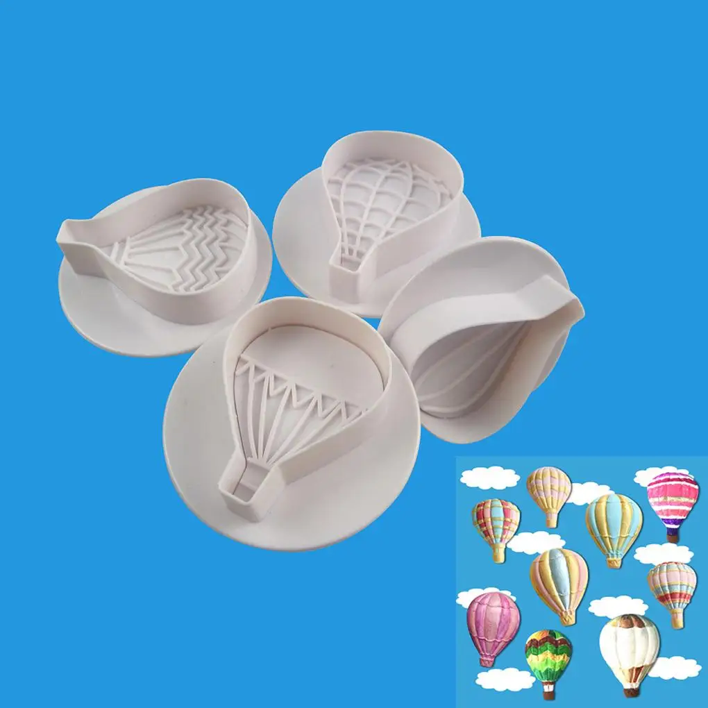 4pcs Plastic Hot Air Balloon Pattern Cutting Mold Cookie Moulds Set Cake Cutters Baking Tools