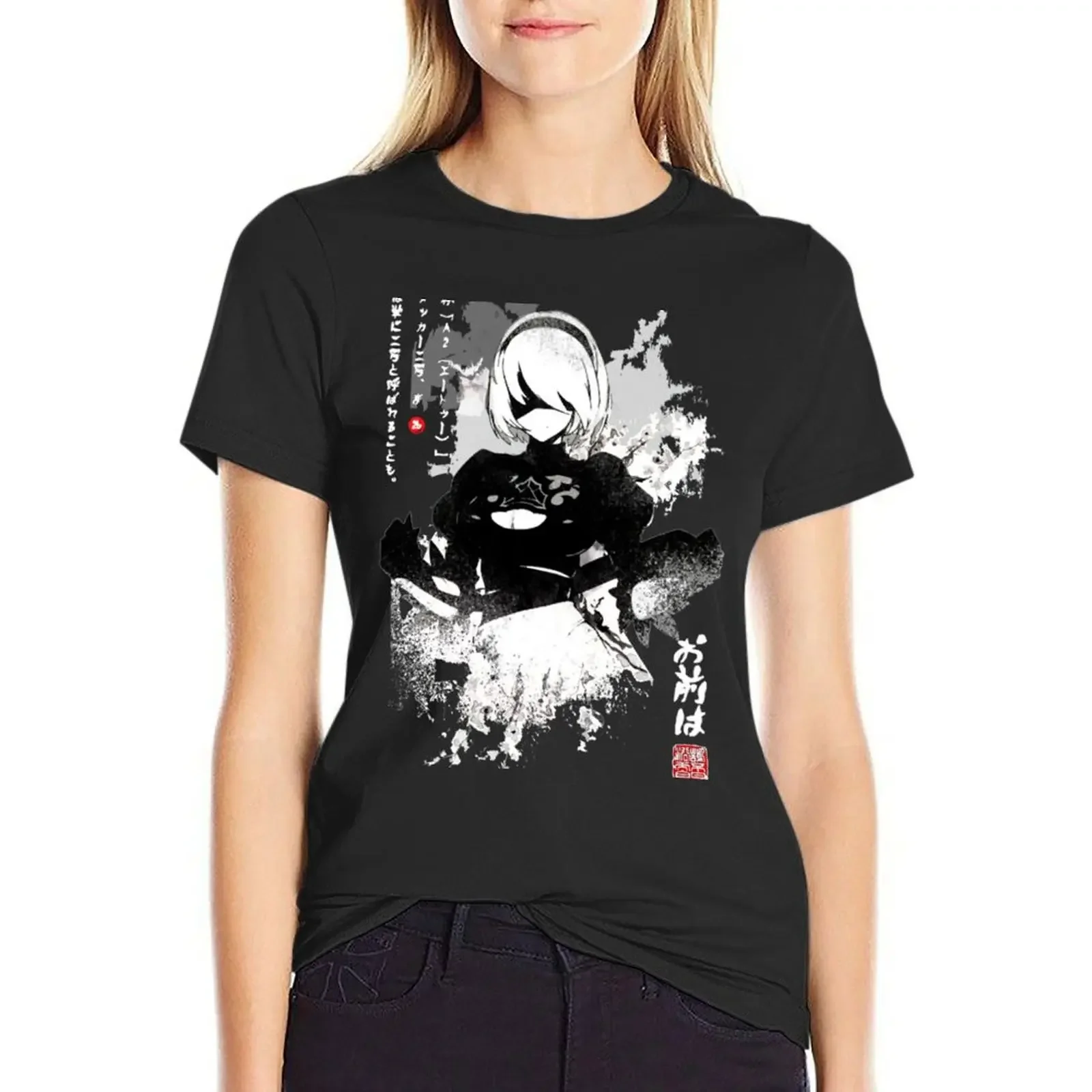 Футболка NieR Automata 2B с японскими чернилами подарок AO DEN на Хэллоуин День