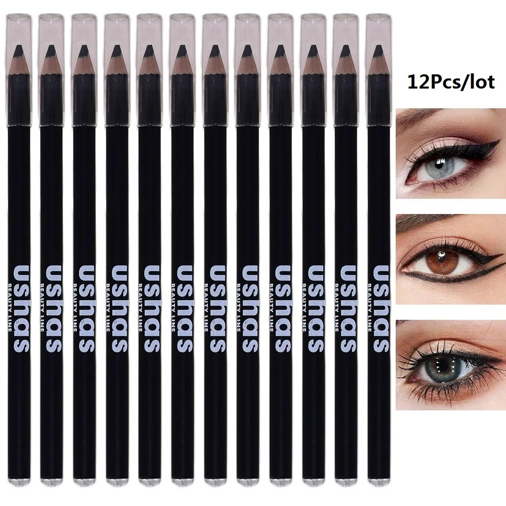 

12Pcs/lot Smoothing Eyeliner Pencil Matte Natural Black Eye Liner Pen Waterproof Long Lasting Eyeliner Cosmetic Eye Makeup Tools