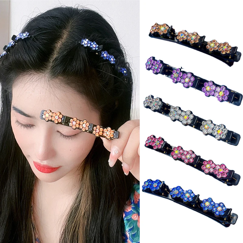 

New Women Elegant Flower Pearls Braid Hairpins Sweet Hair Decorate Clips Bangs Hold Barrettes Headband Fashion Hair Accessories