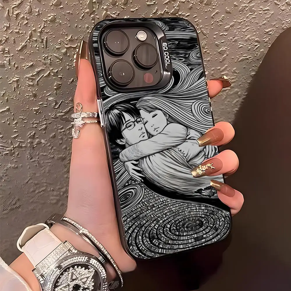 Фото Чехол-бампер I-Ito J-Junji T-Tomie для iPhone 17 Air, 16, 15, 14 Plus, 13, 12, 11 Pro, XS Max, серебристо-черный №2