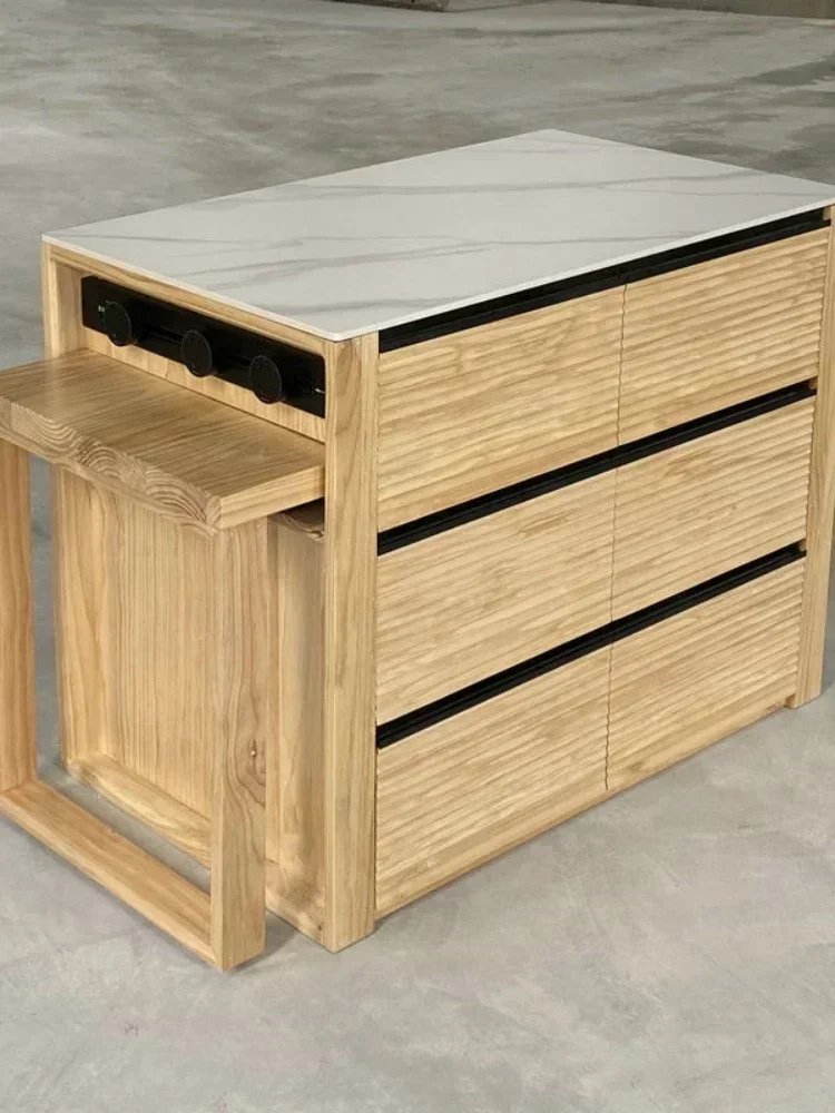 Кухонный кухонный остров из массива дерева каменная плита барный шкаф средний