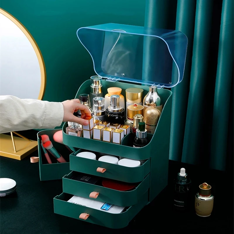 

Beauty Makeup Type Large Box Lipstick Organizer Case Drawer Desktop Cosmetic Rack Dustproof Finishing Capacity Storage Mask