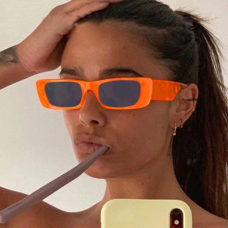 

Candy Color Small Square Sunglasses For Women Vintage Elegant Gradient Green Orange Sun Glasses Female New Brand Black Shades