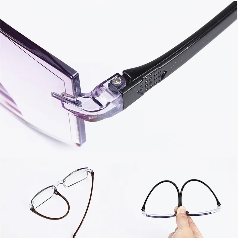 

Gafas de lectura sin montura para hombre y mujer, lentes de lectura con luz azul, bifocales, de aumento lejano y cercano,