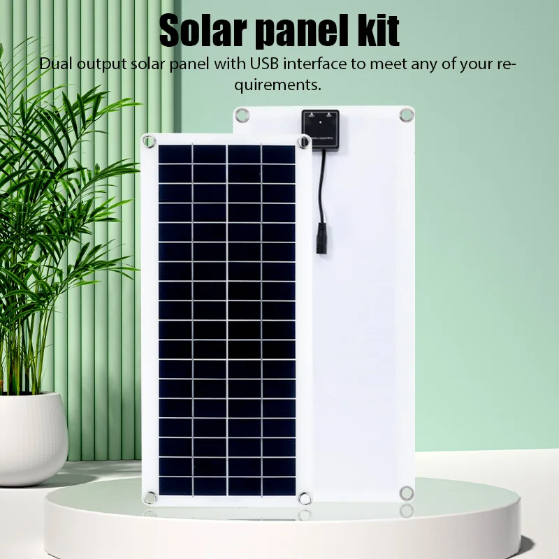 Kit 12v Outdoors Car Boat Battery Rechargeable Camping Dual Usb Output Solar Panel Charger Sunpower