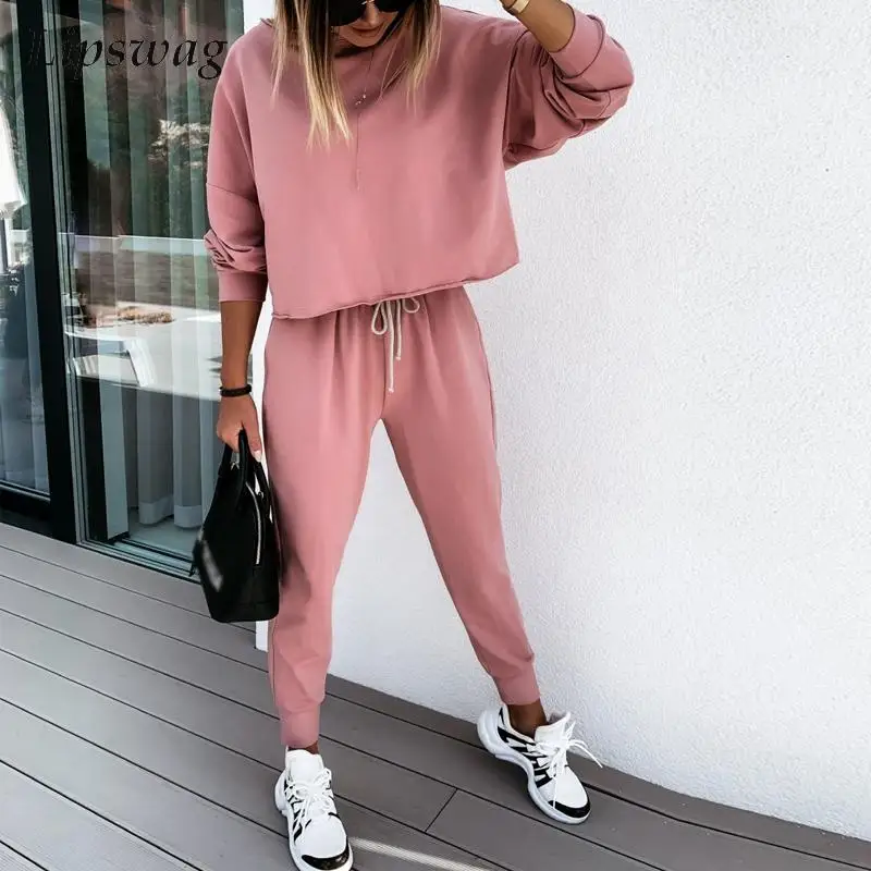 

Women Sweatshirt Set Tracksuit Autumn Long Sleeve Pullover Tops And Drawstring Sweatpants Outfits Casual Commuter Trousers Suits