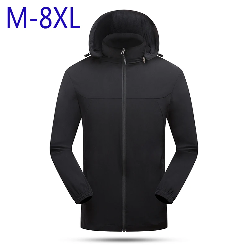 

8XL Plus Size Men Autumn Sports Stormsuit Outdoor Windproof Trend Solid Color Simple Wear Men's Jacket Coat Hooded Clothes 2022