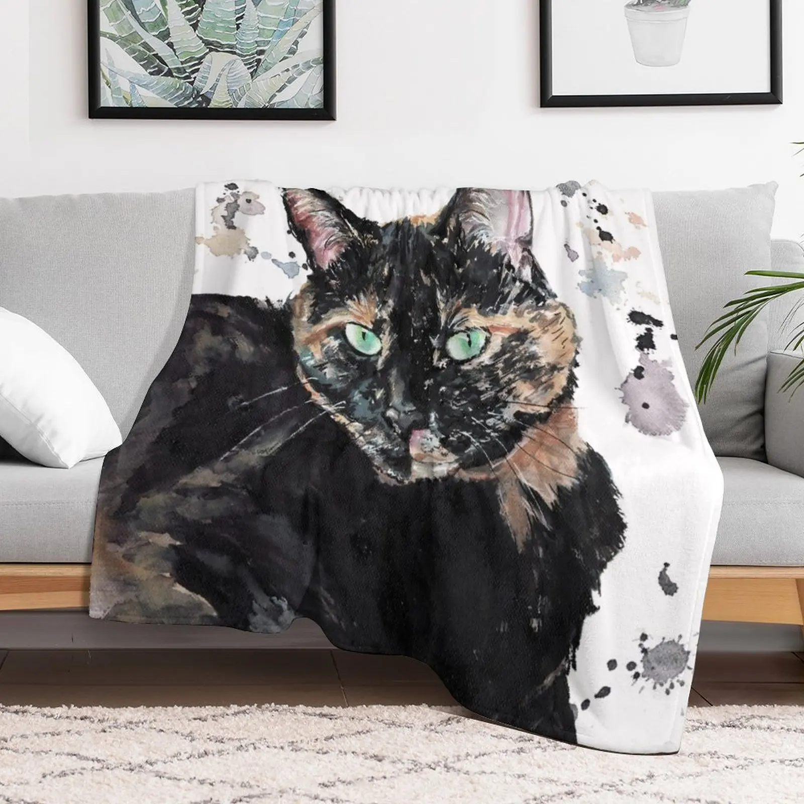 Фото Плед Watercolour Torti Cat, ультра-плюшевый, уютный плед для сна и отдыха №2