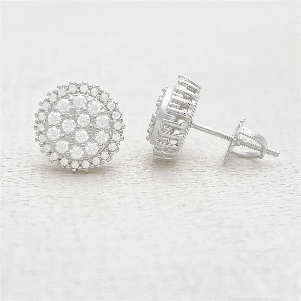 Moissanite Round Earrings For Women S925 Silver Ear Studs Real Diamond Jewelry Pass Tester With GRA Free Shipping