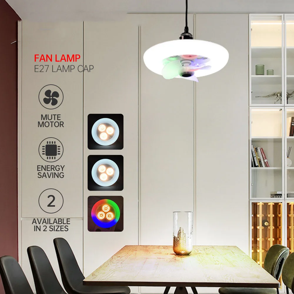 Ceiling Chandelier LED E27 Light Bulb Dimmable Fan Lamp For Living Room Kids Bedroom Home Indoor Lighting Mini Ceiling Fan 60W