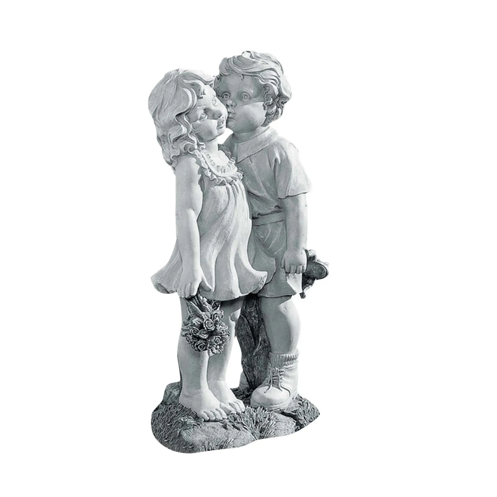 

Поцелуи для девочек уличная каменная статуя Детский декор для мальчиков садовый орнамент скамья с эффектом декора и подвески