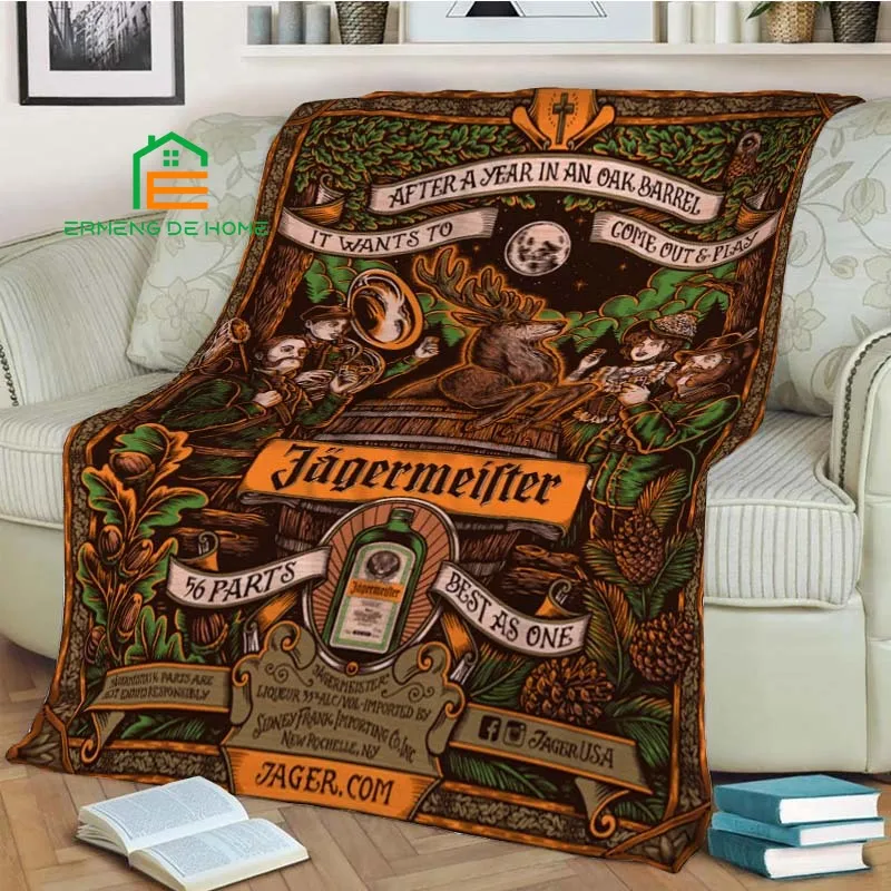 

Jagermeister Deer Logo Soft Throw Blanket Bedding Flannel Living Room/Bedroom Warm Blanket for Kids, Adults, Elderly 5 Sizes
