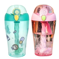 toddler water bottle with straw straw bottle fruit juice mix cup with rotating stir straw and flip lid for sports