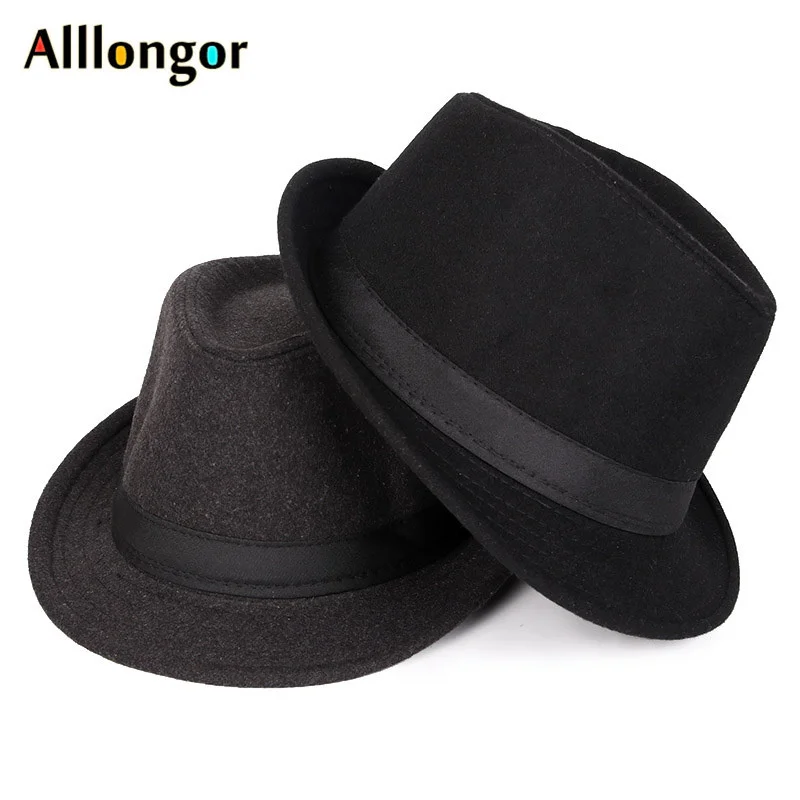 

Classics Autumn 2023 Winter Short Brim Felt Fedoras Hat Men Black panama Vintage top sombrero trilby mens hats gentleman fedora