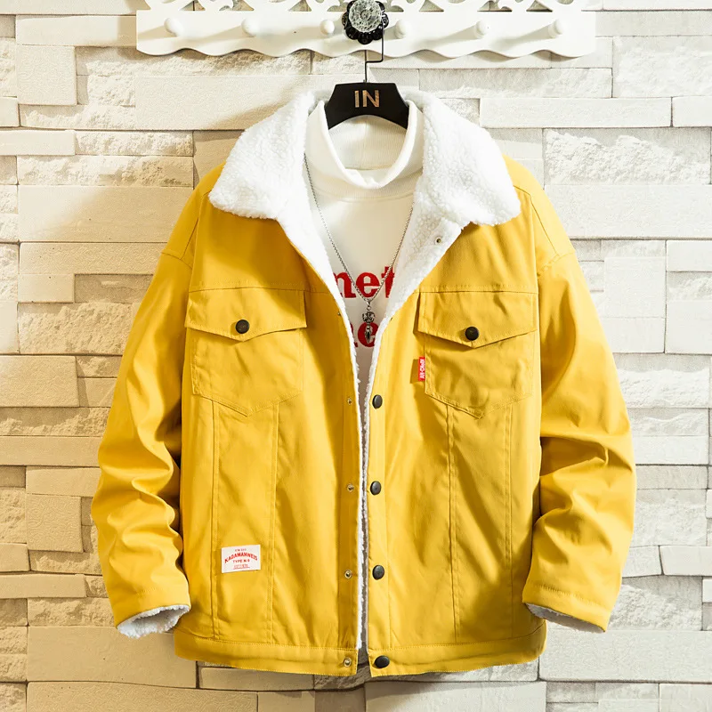 Men Oversize Coat Winter Warm Fleece Hoodie Button Jacket Lined Sherpa Outwear