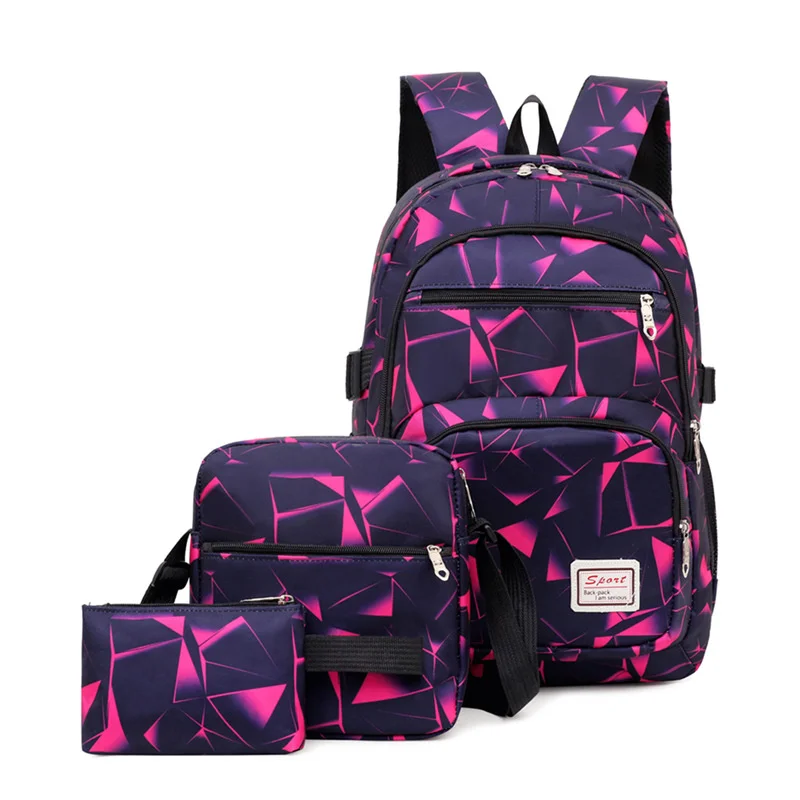 

3pcs/set Male backpacks high school bags for women boys one shoulder big student travel bag men school backpack mochila
