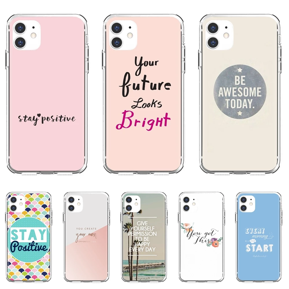 

For iPhone 10 11 12 13 Mini Pro 4S 5S SE 5C 6 6S 7 8 X XR XS Plus Max 2020 Cell Phone Cover Stay-Positive