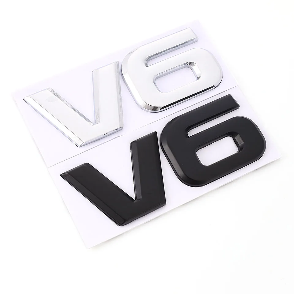 

3D Metal V6 V8 Car Stickers Emblem Badge Decal for BMW Audi Ford Focus Honda Toyota Suzuki Skoda KIA Nissan Mercedes Lexus Volvo