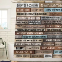 Motivational Inspirational Happiness Quote for Courage Be Awesome Poster Print Shower Curtain Rustic Wood Bathroom Curtain Decor