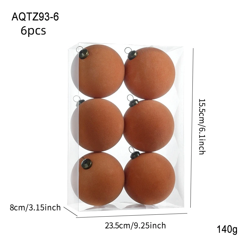 

Рождественские шары пластиковые flocked 8 см 6 шт