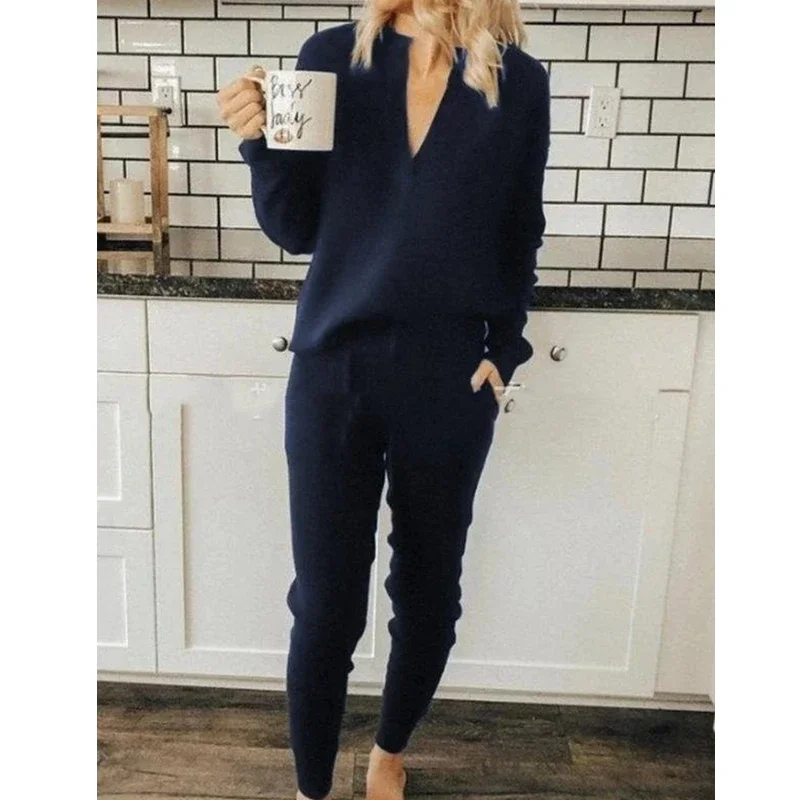 Lugentolo костюм из двух предметов для женщин отдыха дома полосы с длинным рукавом