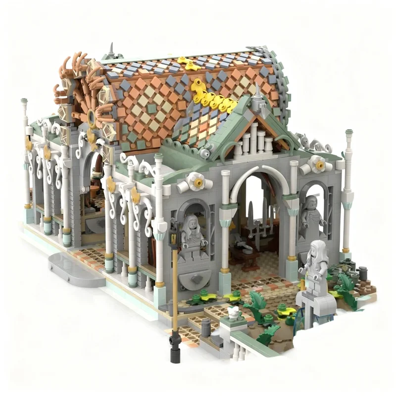 Фото 4425 деталей MOC: Эльфийский рынок Ривенделл, модульная модель городской улицы, строительные блоки, конструктор, рождественские подарки, кирпичики для детей №4