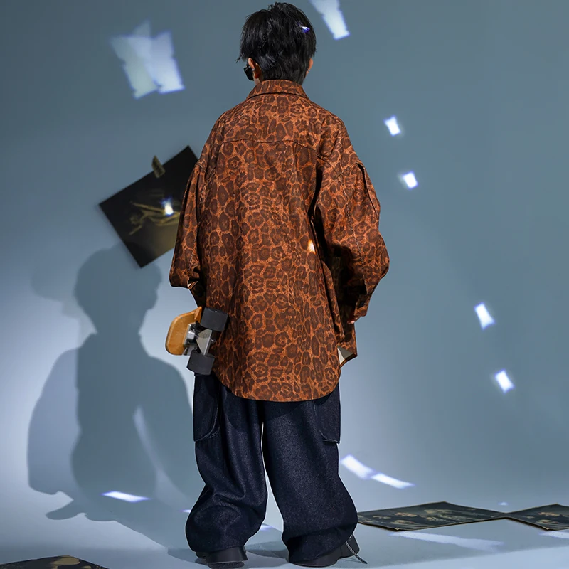 Одежда в стиле хип-хоп для мальчиков рубашка с принтом оверсайз тренировочные