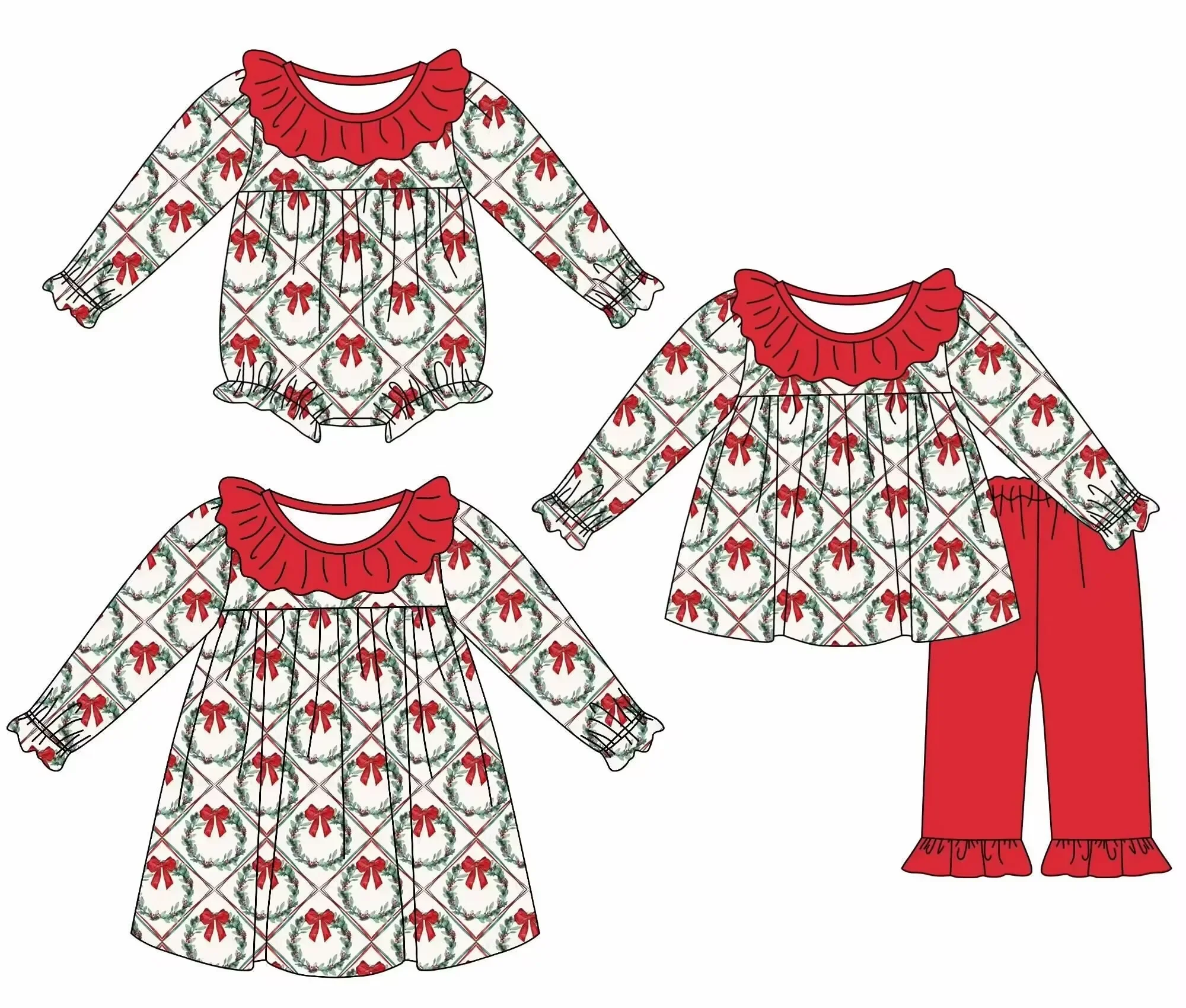 Рождественский бутик детской одежды одинаковый костюм для маленьких девочек топ