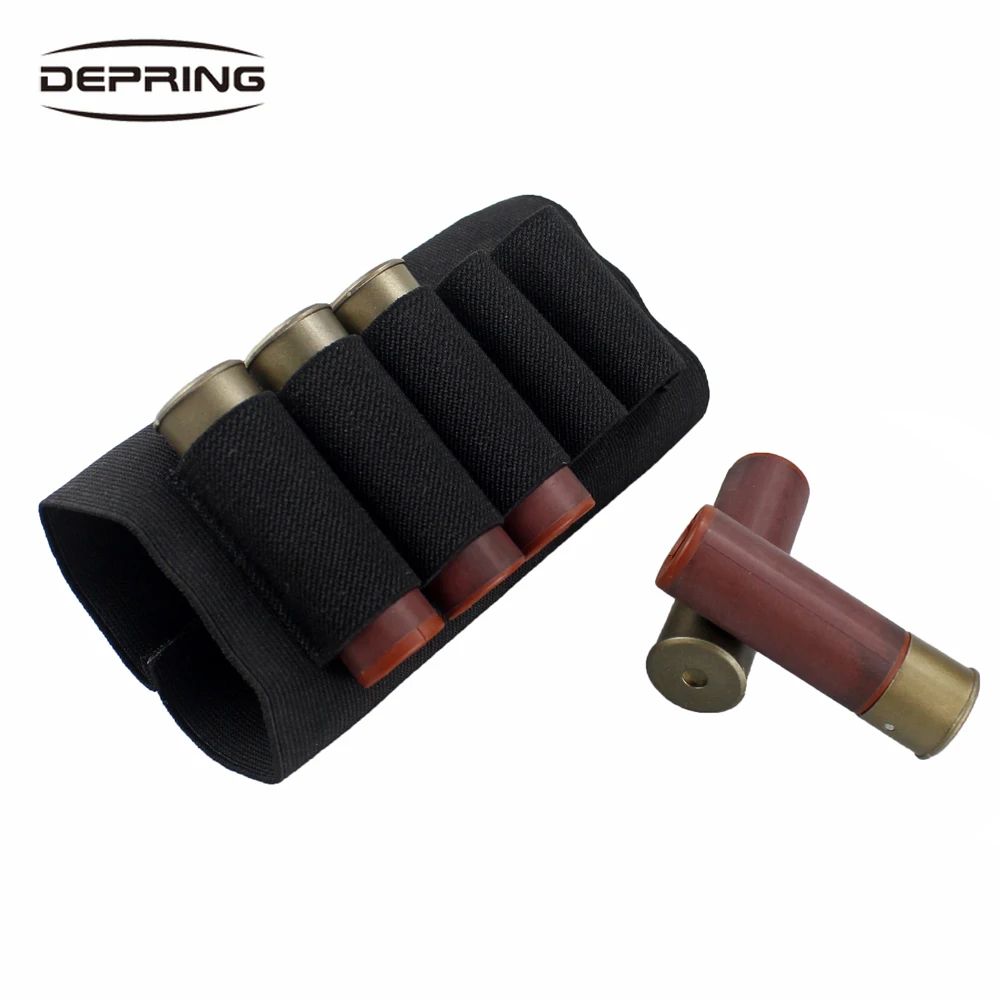 

Military Shotgun Rifle 5 Shells Buttstock Shell 12 20 Gauge Cartridge Holder Elastic Loops Airsoft Ammo Cartridge Holder