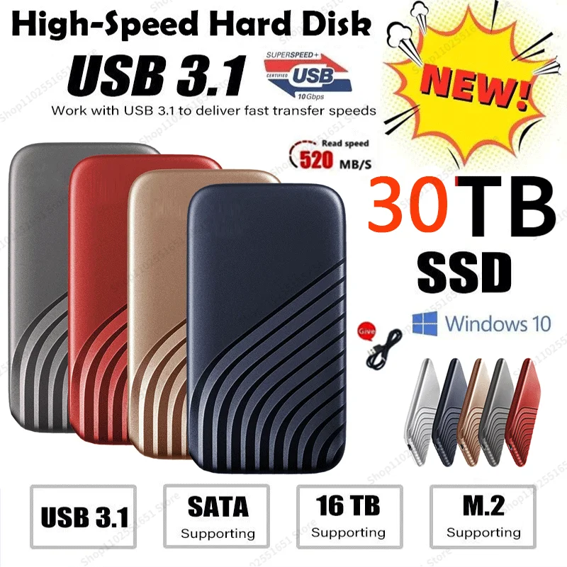 

Original High-Speed 128TB SSD Protable SSD Type-C USB3.1 16TB 8TB External Solid State Drive 2TB Mobile Hard Drive for Laptop