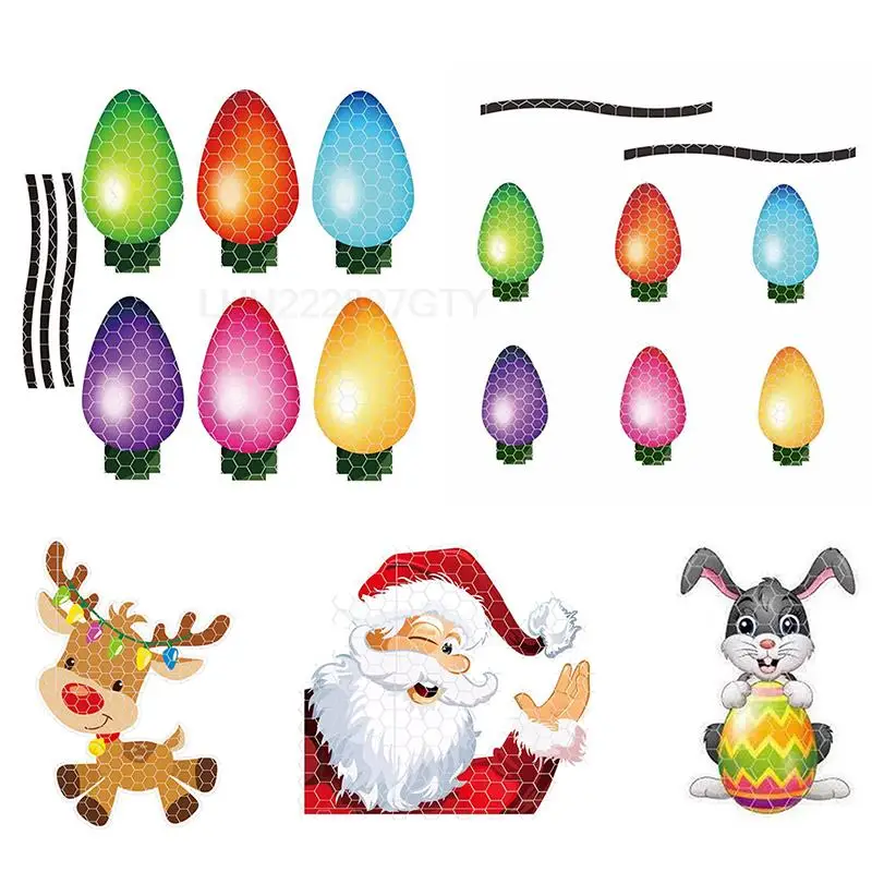 

Christmas Decor Car Sticker Magnetic Refrigerator Decal Bulb Santa Claus Christmas Deer Reflective Sticker