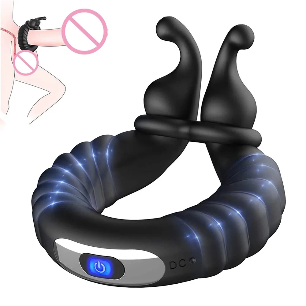 

Penis Ring Vibrator Delay Ejaculation Cock Ring Adjustable Size Longer Harder Chastity Device Prostate Massager Sex Toy for Men