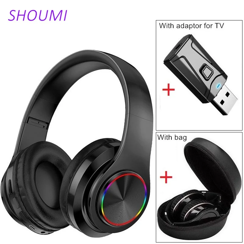TV Headphones Wireless Helmets Foldable Bluetooth Headset PC Tablet Bluetooth Adapter Waterproof Carry Bag Gaming Music with Mic