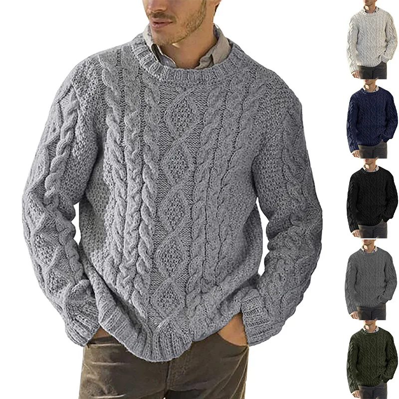

Fall/Winter 2023 New Sweaters Men Solid Color Round Neck Long Sleeve Knitwear Jacket Men
