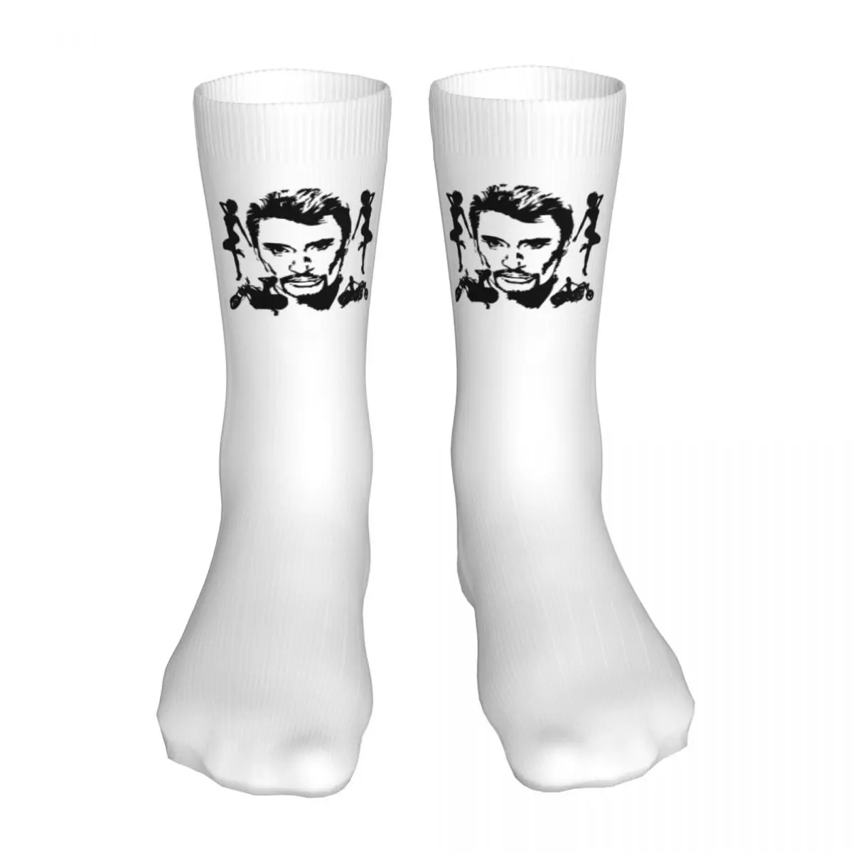 

Cool Johnny Hallyday French Rock Star Singer Sock Socks Men Women Polyester Stockings Customizable Design