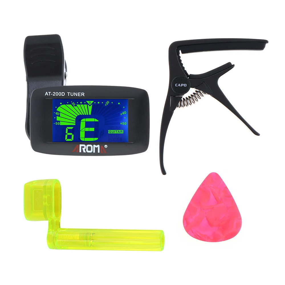 

Guitar Tool Kit Large Screen Digital Guitar Tuner Clip-On Metal Capo Winder Pick Ukulele Bass Violin Guitarra Parts Accessories