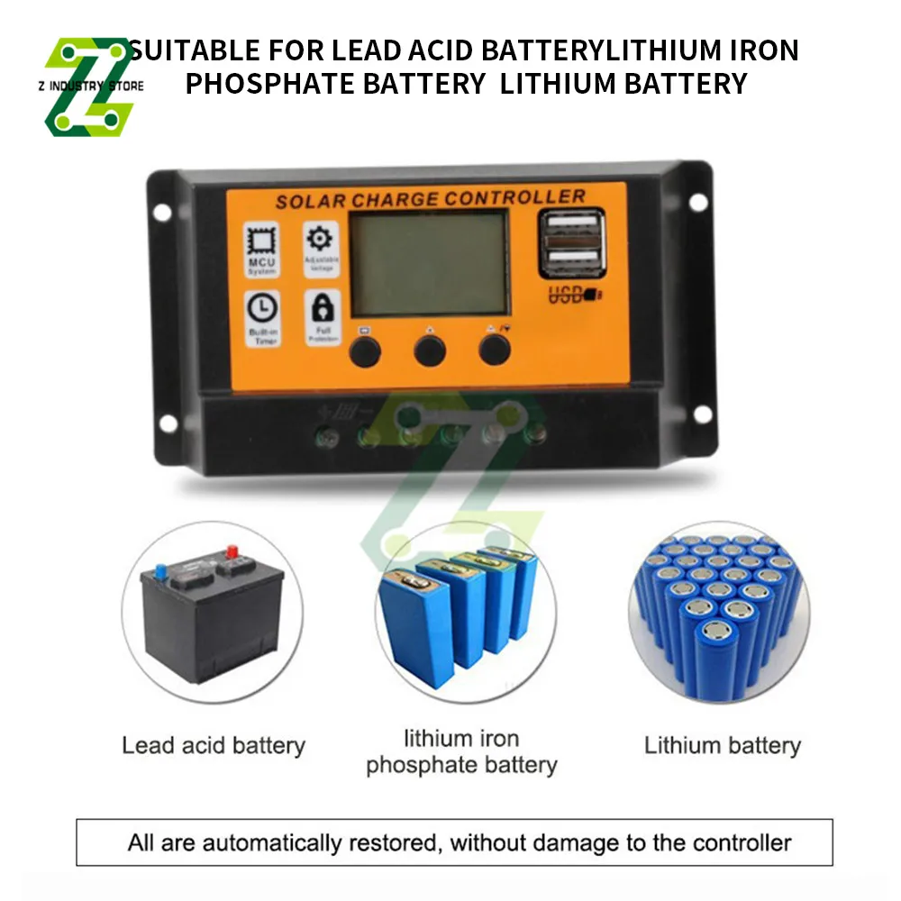 

Solar Controller 12V/24V 30A 20A 10A Solar Regulator PWM Battery Charger LCD Display