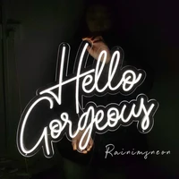 neon sign hello gorgeous for birthday party gift pretty girls gift neon sign room bedroom decoration office living room
