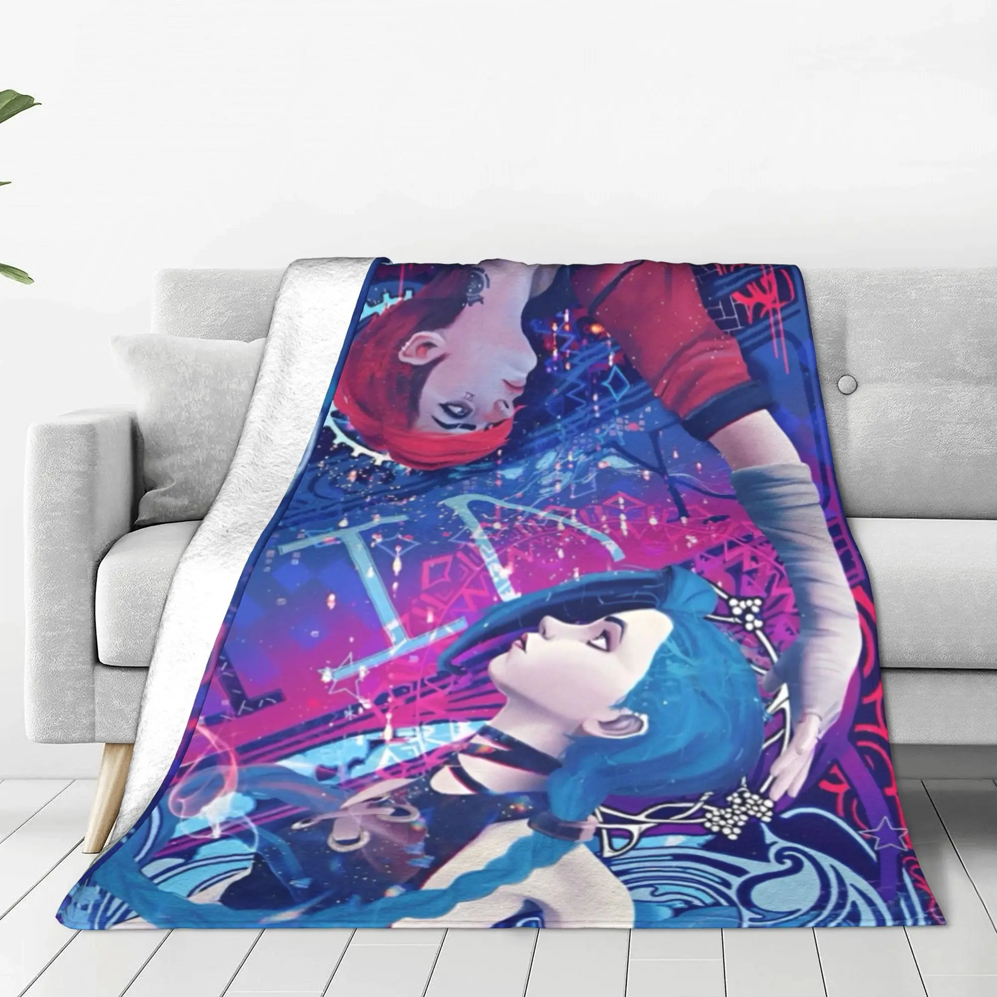 Arcane Anime Legends вязаные одеяла Vi Jinx граффити шерстяное одеяло домашний диван с