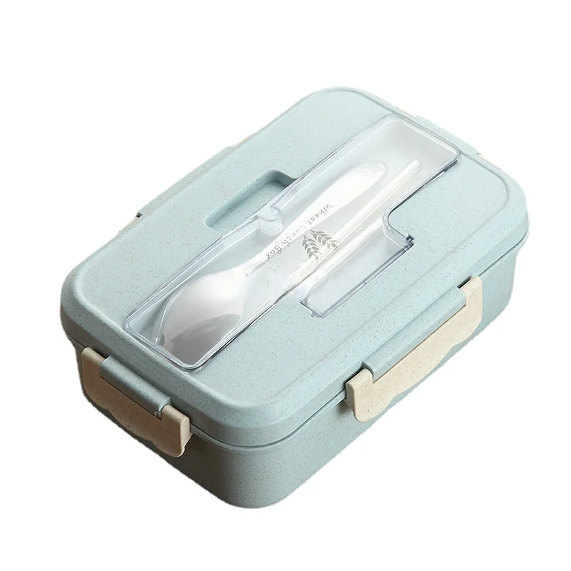 

HF 1000ml Wheat Straw Lunch Box With Spoon Healthy Material Bento Boxes Microwave Dinnerware Food Storage Container Lunchbox