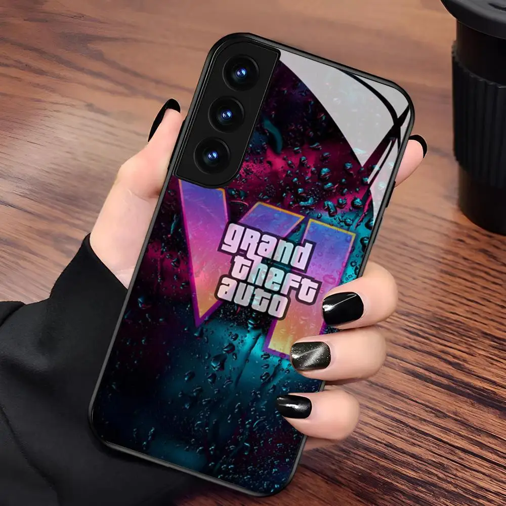 Фото Чехол для телефона R-rockstar Gta 6 Grand Theft Auto для Samsung Galaxy S24 S26 S25 S23 S22 S21 S20 FE Edge Plus Ultra Black Glass Cove №3