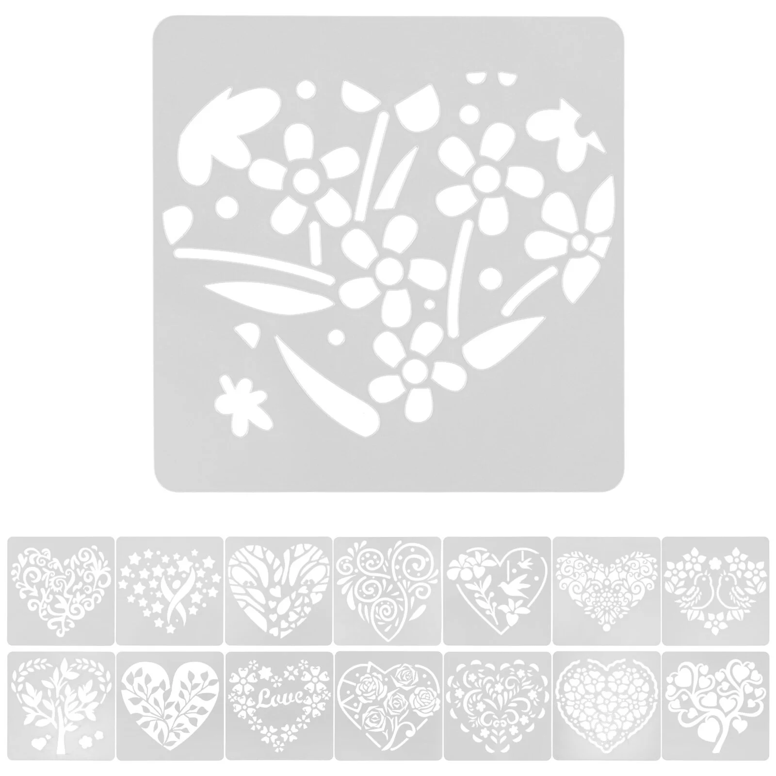 

15 Sheets Love Heart Drawing Template Multi-function Stencils Washable Painting DIY Crafts Creative Templates Plastic Tools
