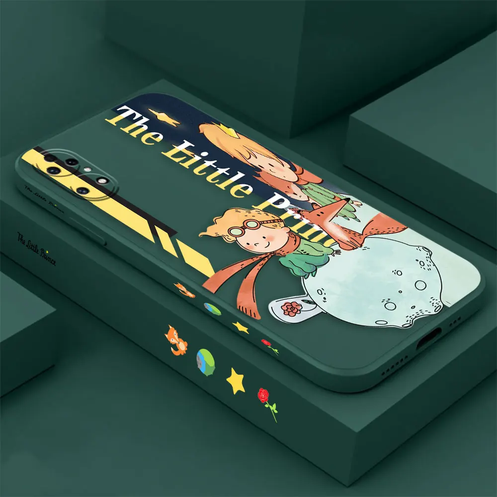 Anime The Little Prince Fox Rose Phone Case For Huawei P60 P50 P40 P30 P20 Mate 50 40 30 20 20X 10 Colour Liquid Silicone Cover
