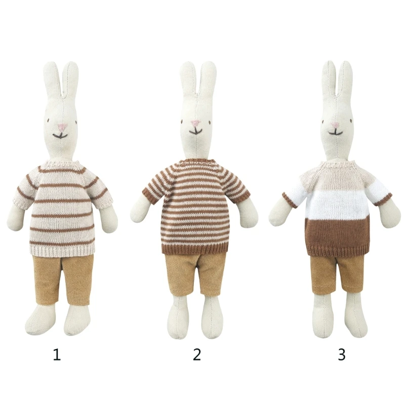 

Knit Stripe Sweater Rabbit Stuffed Plush Appease Toy Infant Accompany Toy