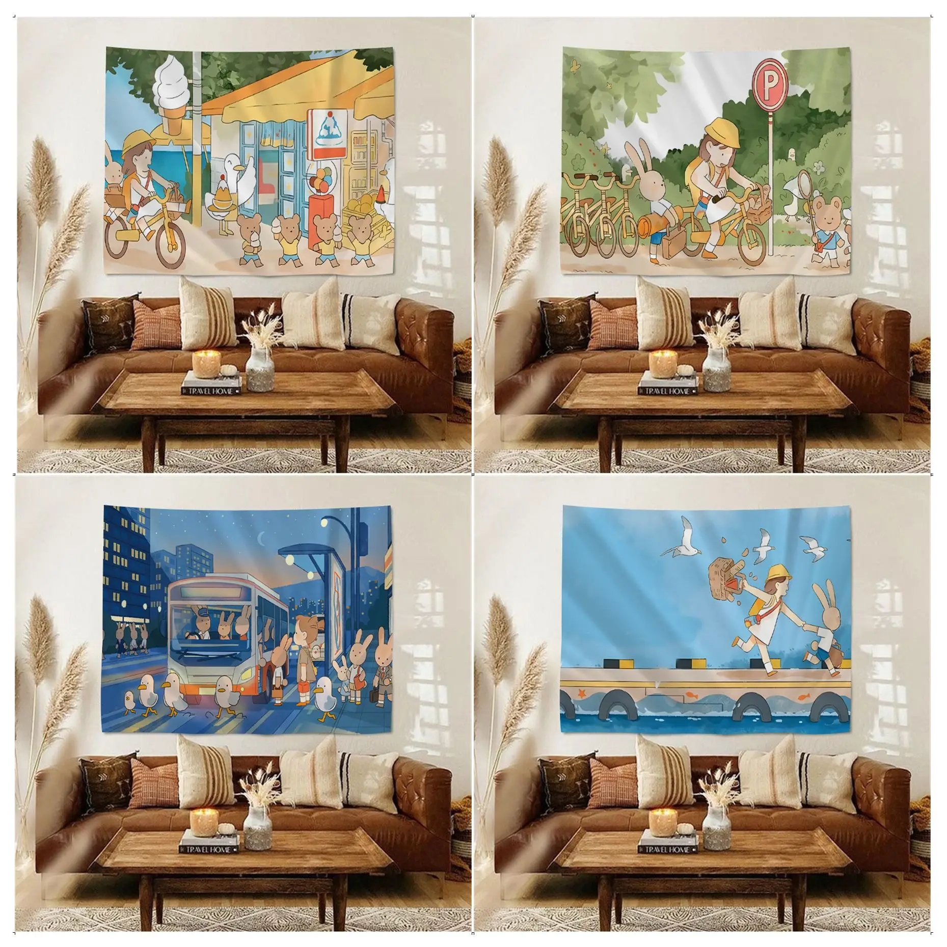 

Anime Cartoon Hanging Bohemian Tapestry Hanging Tarot Hippie Wall Rugs Dorm INS Home Decor