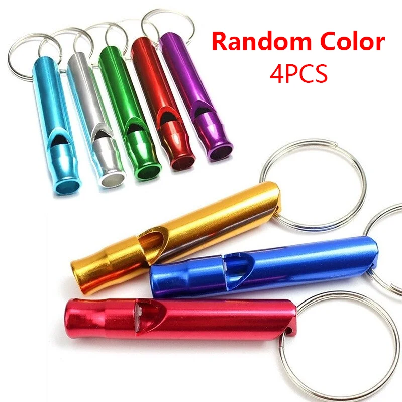 

4Pcs/Set Aluminum Alloy Small Whistle Key Ring Keychain for Outdoor Survival Camping Emergency Sport Safety Rape Whistle